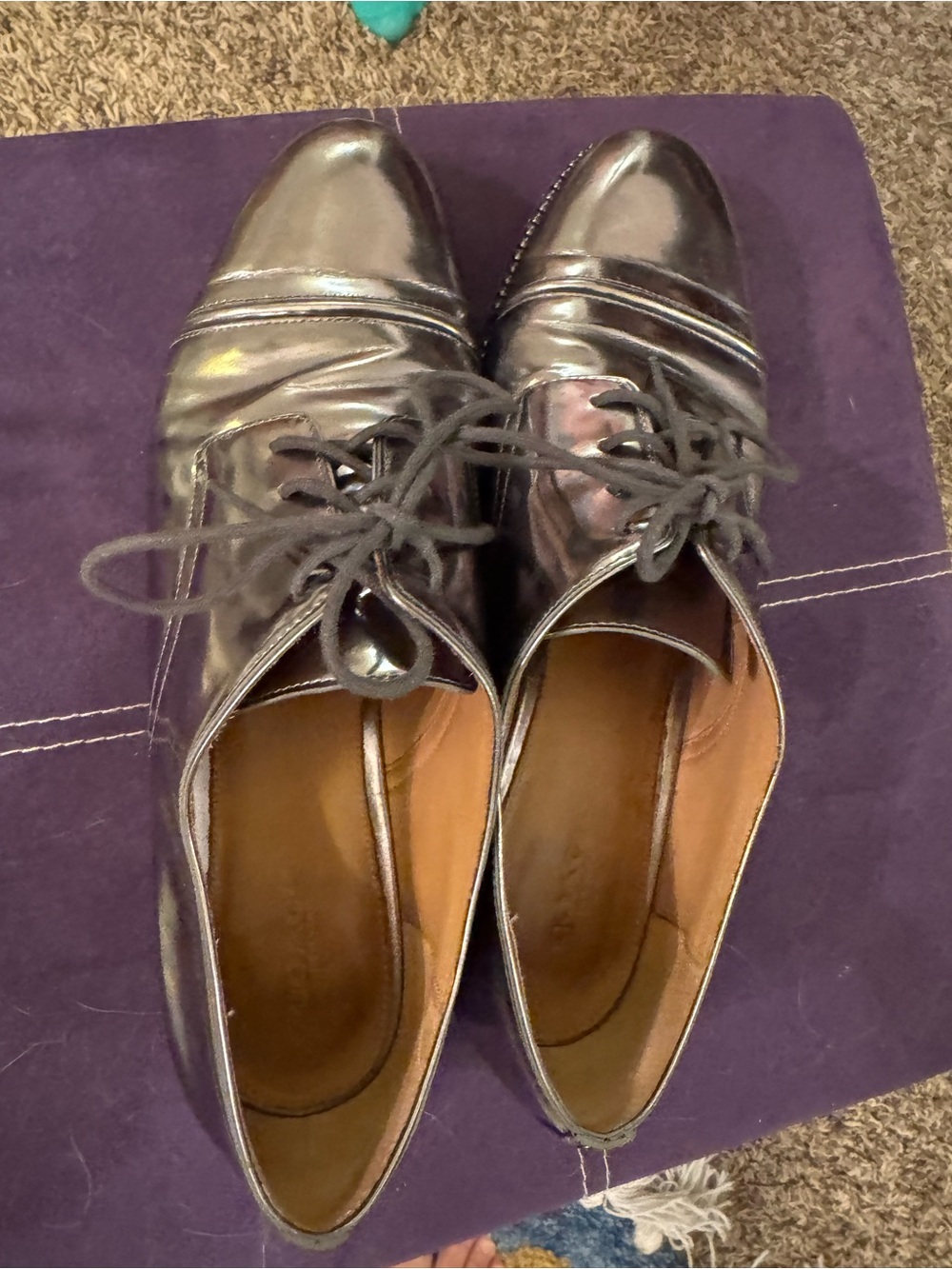 Coach Edith Size 11B Women’s Patent Lace-Up Oxford Flats Shoes-Discontinued
